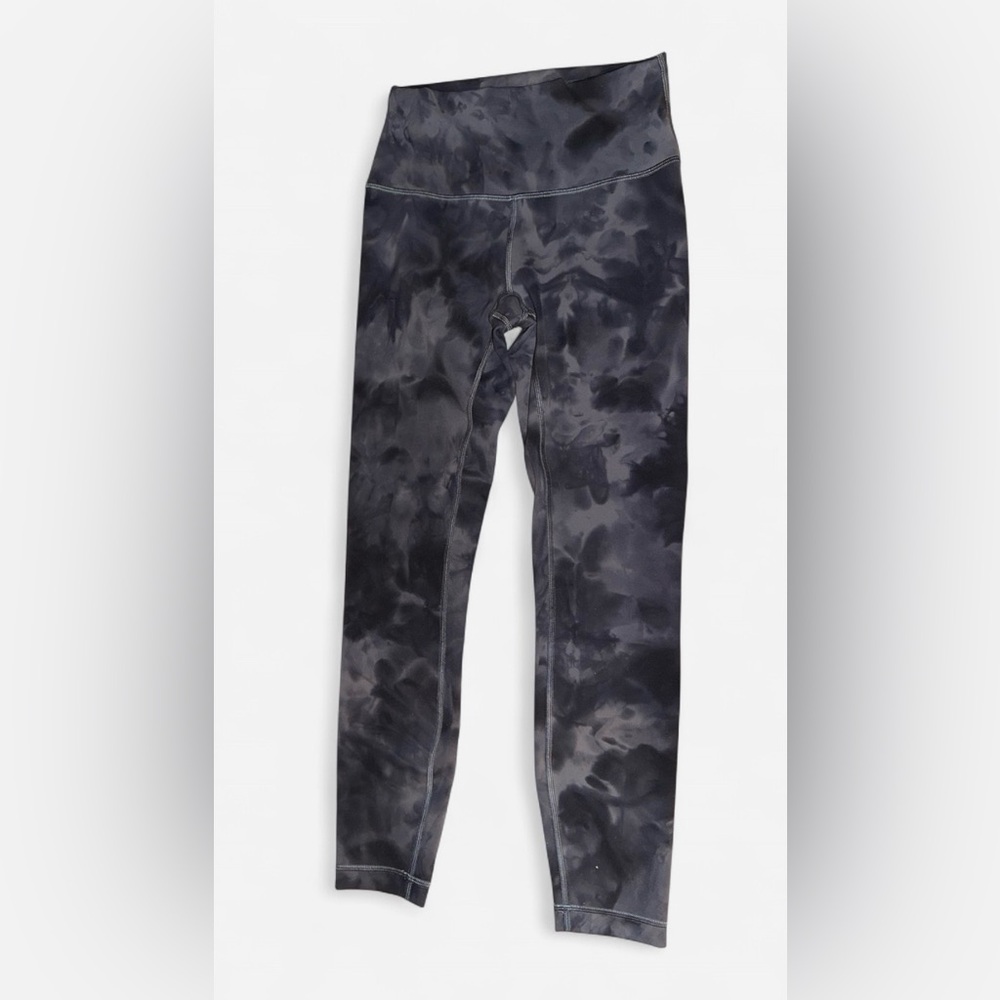 Lululemon Tie Dye Leggings Gray Black Size 4 High Rise Athletic - Picture 5 of 12
